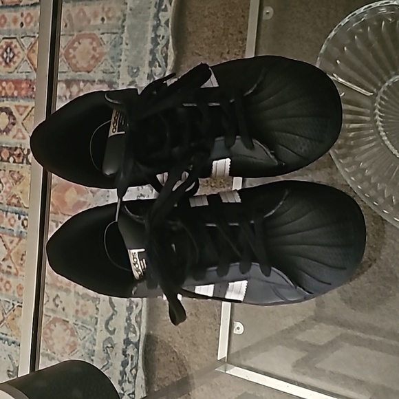 Adidas superstar originals shell toe leather black white and gold size 1 - Picture 2 of 5